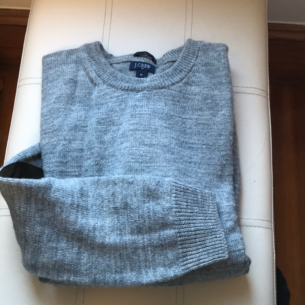 J.Crew Slim Wool Crewneck Elbow Patch Sweater